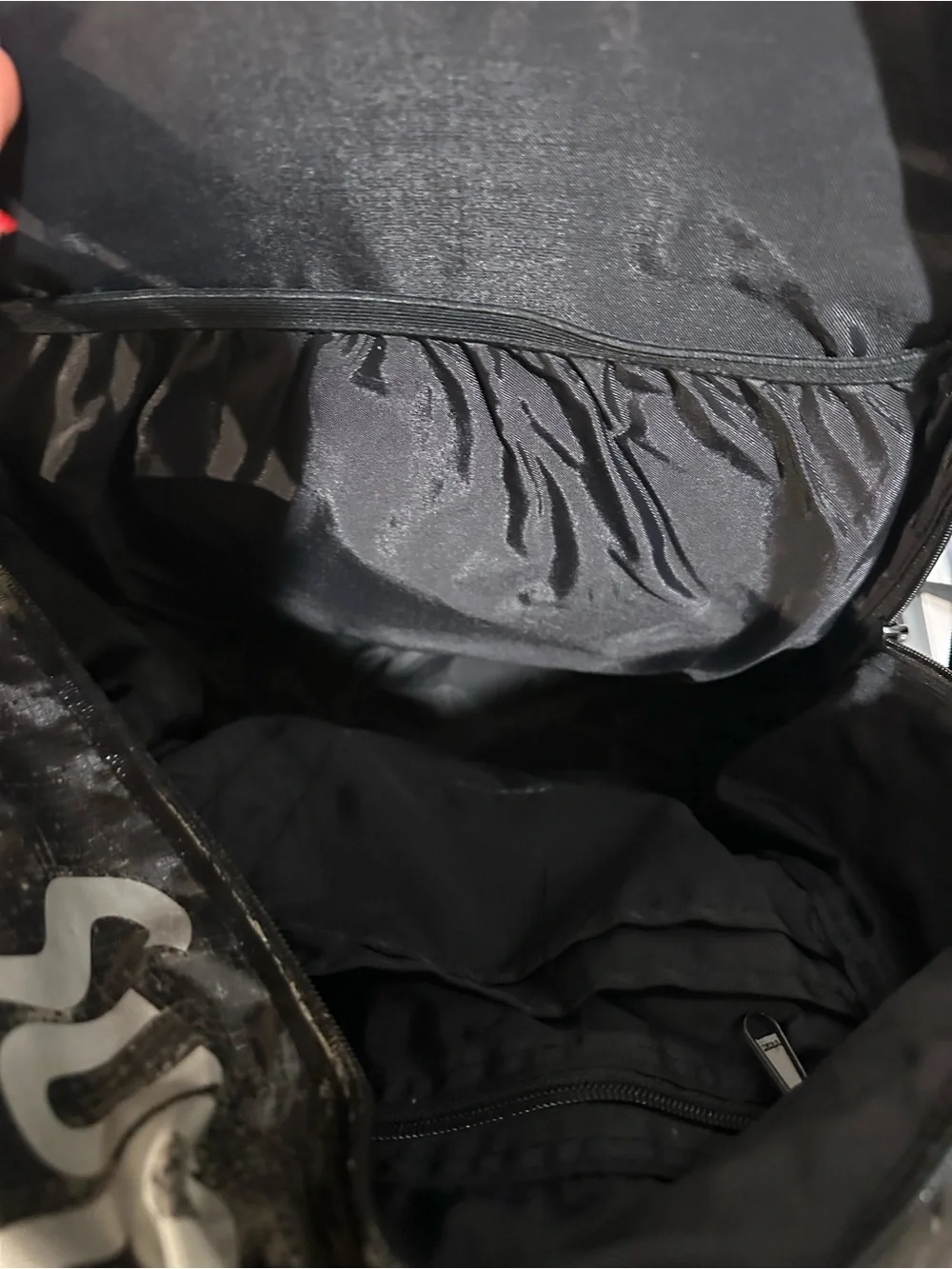 Supreme Black Shiny Backpack with Bungee Cord
